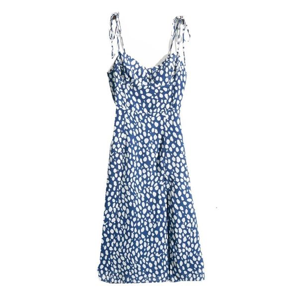 casual dresses french style blue white dot print adjust spaghetti strap dress retro women sling slit vestido ipvy, Black;gray 
casual dresses french style blue white dot print adjust spaghetti strap dress retro women sling slit vestido ipvy, Black;gray