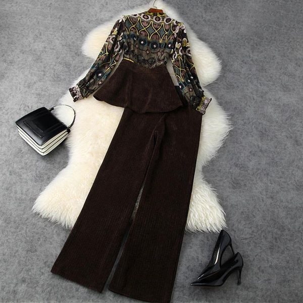 pieces winter velvet 2 set designer runway fashion ruffles v-neck flower print jacket + long pants year sets women's two piece, White
pieces winter velvet 2 set designer runway fashion ruffles v-neck flower print jacket + long pants year sets women's two piece, White