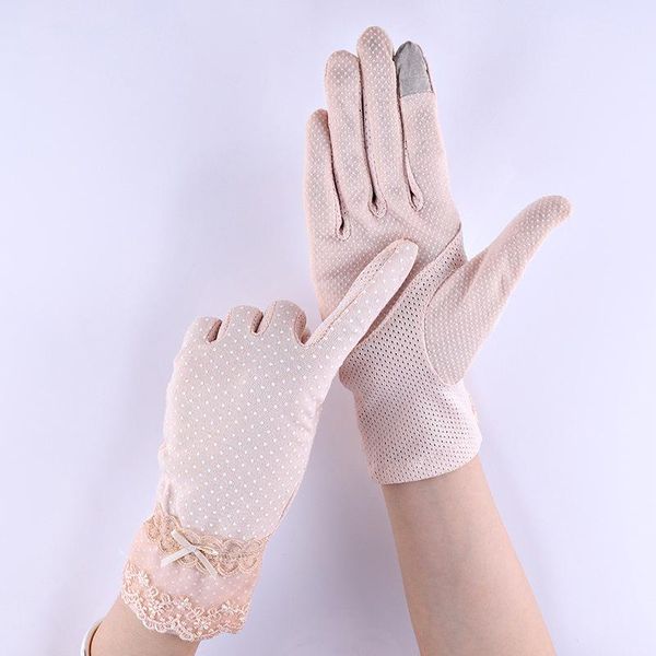 five fingers gloves touch screen anti-slip wave point thin dot mitten cotton sunscreen lace driving bow uv bike, Blue;gray
five fingers gloves touch screen anti-slip wave point thin dot mitten cotton sunscreen lace driving bow uv bike, Blue;gray