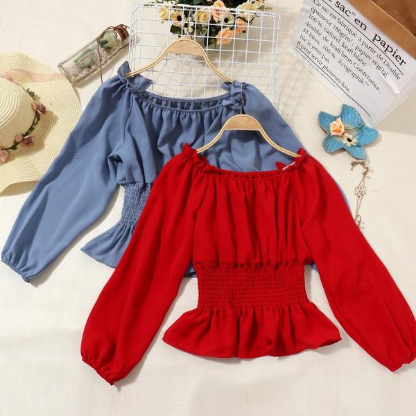 women's blouses & shirts 2021 summer women lantern sleeve slash neck pleated ruffle basic shirt lady short elastic slim waist party chi, White
women's blouses & shirts 2021 summer women lantern sleeve slash neck pleated ruffle basic shirt lady short elastic slim waist party chi, White