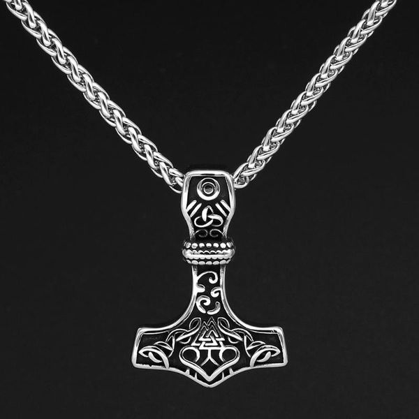 chains men mjolnir necklace nordic stainless steel viking jewelry for, Silver