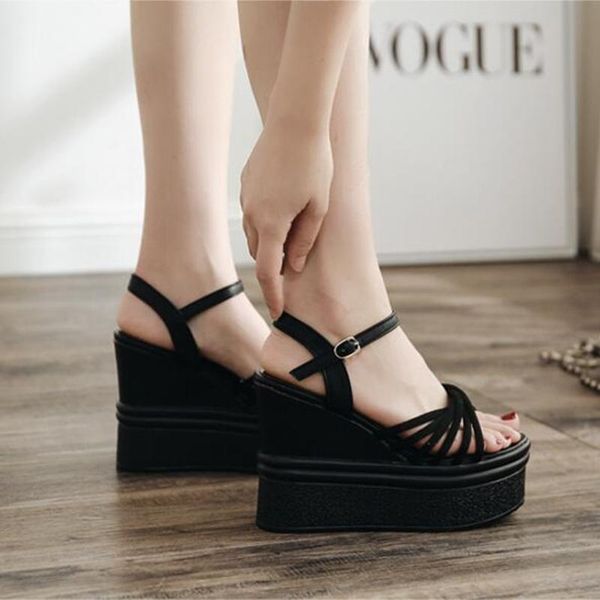 dress shoes 12cm wedge with super high heels korean version platform pine cake thick bottom roman women's in summer increased sandals, Black
dress shoes 12cm wedge with super high heels korean version platform pine cake thick bottom roman women's in summer increased sandals, Black