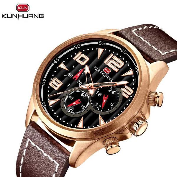 wristwatches kunhuang man watch 2021 leather sports men's warterproof quartz male clock relogio masculino, Slivery;brown
wristwatches kunhuang man watch 2021 leather sports men's warterproof quartz male clock relogio masculino, Slivery;brown