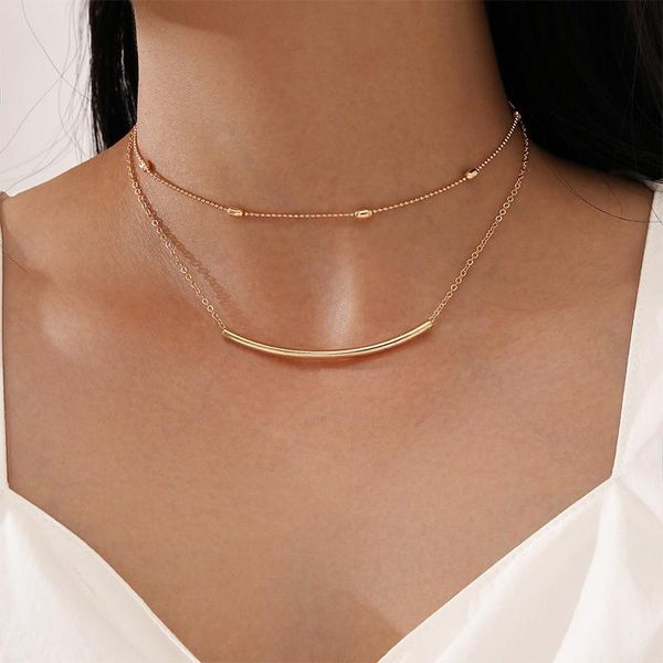 pendant necklaces simple design double layer geometric necklace fashion women's gold choker chain charming girl party jewelry gift, Silver
pendant necklaces simple design double layer geometric necklace fashion women's gold choker chain charming girl party jewelry gift, Silver