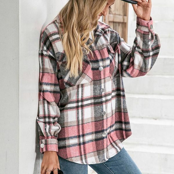 women's jackets 2021 autumn spring plaid women shirt coat jacket casual loose long sleeve button pocket female thin bomber outerwear to, Black;brown
women's jackets 2021 autumn spring plaid women shirt coat jacket casual loose long sleeve button pocket female thin bomber outerwear to, Black;brown