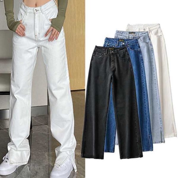 fashion jeans high waist split wide leg women's 2021 autumn slim denim straight pants, Blue
fashion jeans high waist split wide leg women's 2021 autumn slim denim straight pants, Blue