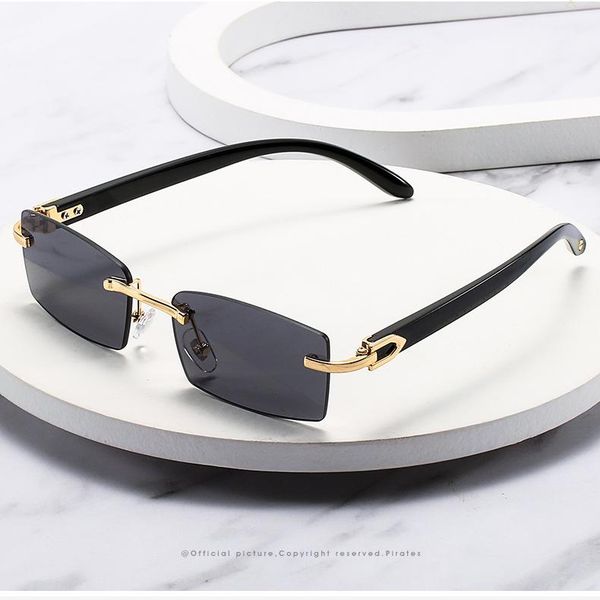 sunglasses rimless rectangle fashion women men shades small square sun glasses for female summer traveling, White;black
sunglasses rimless rectangle fashion women men shades small square sun glasses for female summer traveling, White;black
