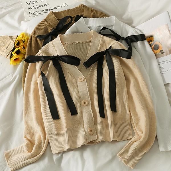 women's knits & tees cardigans woman crop single-breasted knitted sweaters women vintage long sleeve bow autumn casual knit outwear 20, White
women's knits & tees cardigans woman crop single-breasted knitted sweaters women vintage long sleeve bow autumn casual knit outwear 20, White