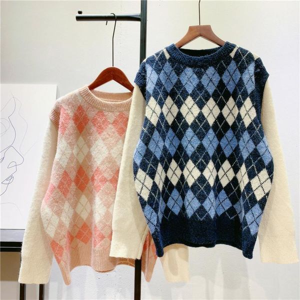 argyle sweaters for women preppy style jumpers geometric jacquard knitted sweater students autumn winter loose pullovers women's, White;black
argyle sweaters for women preppy style jumpers geometric jacquard knitted sweater students autumn winter loose pullovers women's, White;black