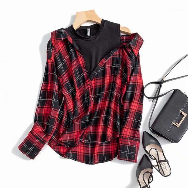 rosetic one shoulder plaid shirt women streetwear fake two pieces gothic fashion 2021 spring preppy casual shirts girl red women's blo, White
rosetic one shoulder plaid shirt women streetwear fake two pieces gothic fashion 2021 spring preppy casual shirts girl red women's blo, White