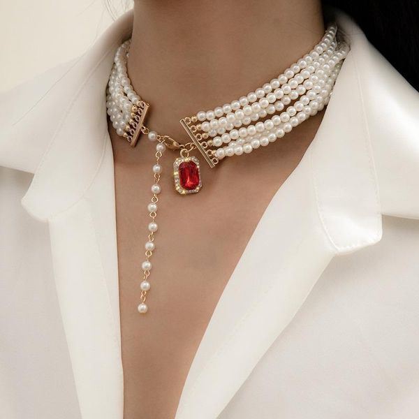 chains trendy multilayer pearl chokers for girls geometric crystal tassel party necklace women jewelry accessories 2021 collar, Silver
chains trendy multilayer pearl chokers for girls geometric crystal tassel party necklace women jewelry accessories 2021 collar, Silver
