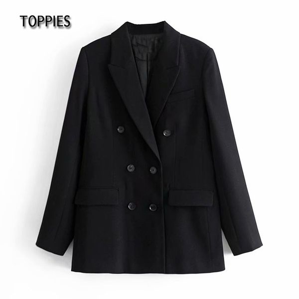 ies women black blazer double breasted suit jacket coat office lady formal slim long blazer 210412, White;black
ies women black blazer double breasted suit jacket coat office lady formal slim long blazer 210412, White;black