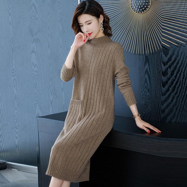 women's sweaters lady turtleneck sweater dress autunm winter women long pullover knit with pocket, White;black
women's sweaters lady turtleneck sweater dress autunm winter women long pullover knit with pocket, White;black