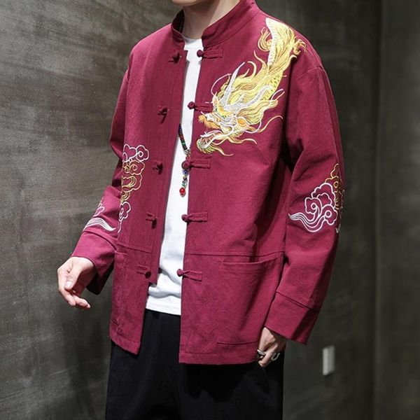 year traditional chinese clothing for men dragon embroidery long sleeve linen hanfu shirt tang suit kk3417 ethnic, Red
year traditional chinese clothing for men dragon embroidery long sleeve linen hanfu shirt tang suit kk3417 ethnic, Red