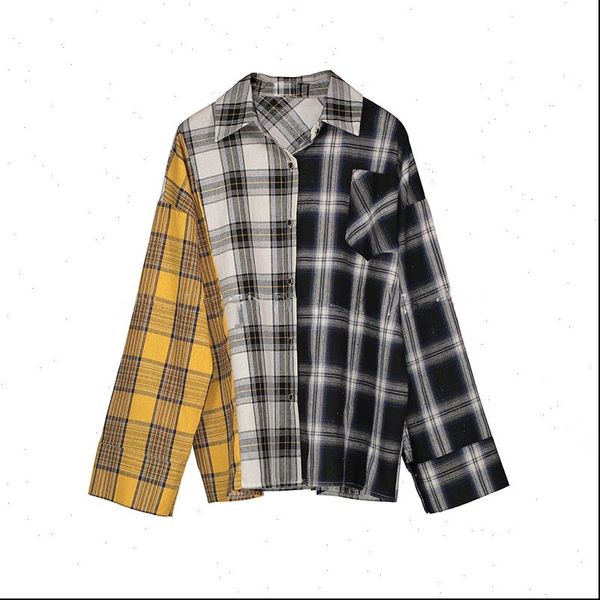 spring plaid cotton women shirts long sleeve patchwork girls korean streetwear brand, White
spring plaid cotton women shirts long sleeve patchwork girls korean streetwear brand, White