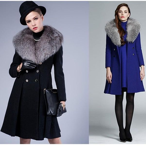 woolen women's coat with fur collar and long coats jackets women wool & blends, Black
woolen women's coat with fur collar and long coats jackets women wool & blends, Black