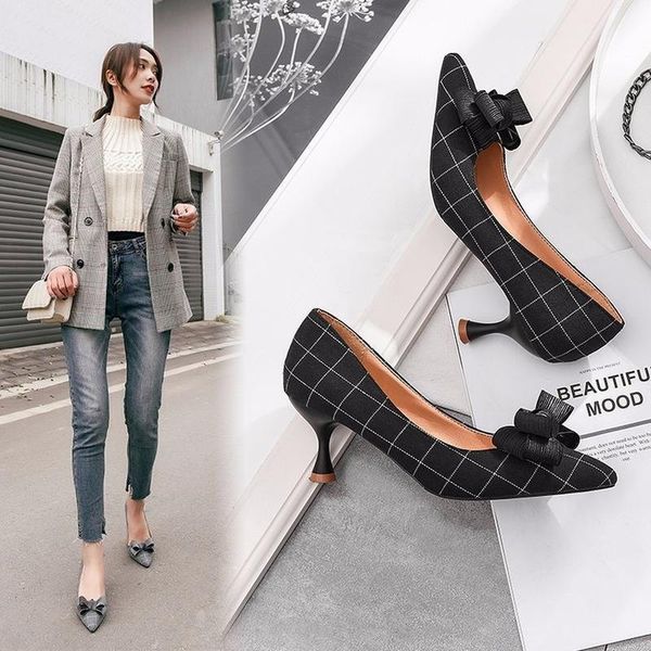 dress shoes 2021 spring high heels women pumps pointed toe woman plaid thin heel ladies slip on bow knot fashion wedding, Black
dress shoes 2021 spring high heels women pumps pointed toe woman plaid thin heel ladies slip on bow knot fashion wedding, Black