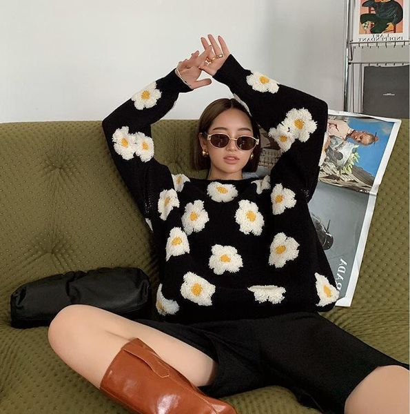 women's sweaters fall 3d embroidered floral knitted round neck long sleeve womens oversized casual elegant simple harajuku loose sweate, White;black
women's sweaters fall 3d embroidered floral knitted round neck long sleeve womens oversized casual elegant simple harajuku loose sweate, White;black