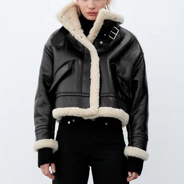 women's leather & faux xmax fashion winter thick stand collar jackets women elegant patchwork lamb fur short coats ladies, Black
women's leather & faux xmax fashion winter thick stand collar jackets women elegant patchwork lamb fur short coats ladies, Black