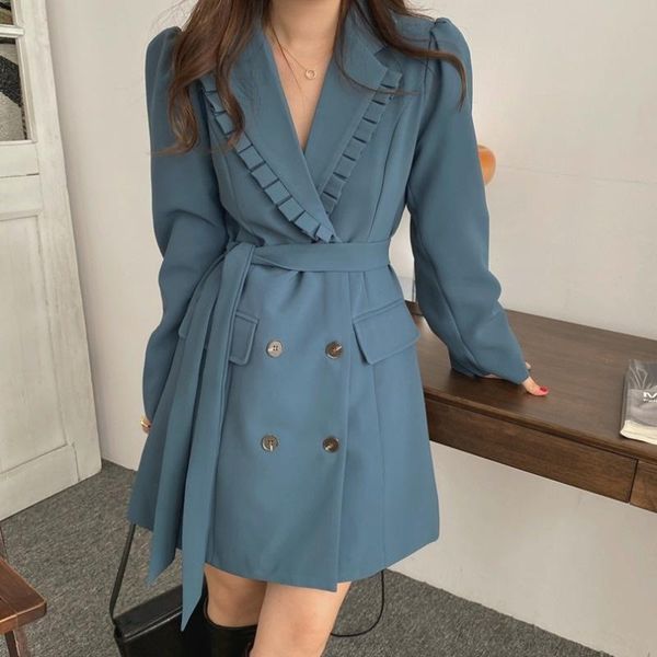 women's trench coats long coat korean chic autumn edge lapel temperament double breasted waist lace up sleeve suit dress women, Tan;black
women's trench coats long coat korean chic autumn edge lapel temperament double breasted waist lace up sleeve suit dress women, Tan;black