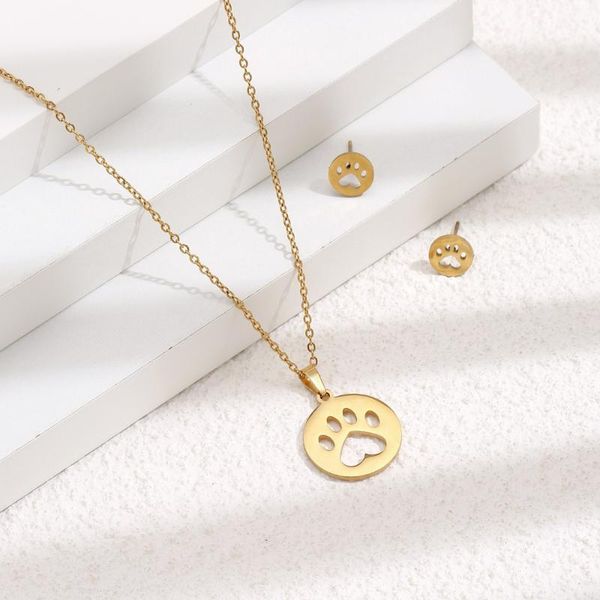 earrings & necklace women jewelry set stainless steel gold color round hollow cat shape surprise birthday gift for girlfriend, Silver
earrings & necklace women jewelry set stainless steel gold color round hollow cat shape surprise birthday gift for girlfriend, Silver