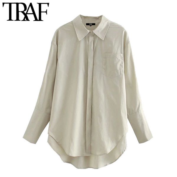 traf women fashion with pockets loose asymmetrical blouses vintage long sleeve button-up female shirts chic 210415, White
traf women fashion with pockets loose asymmetrical blouses vintage long sleeve button-up female shirts chic 210415, White