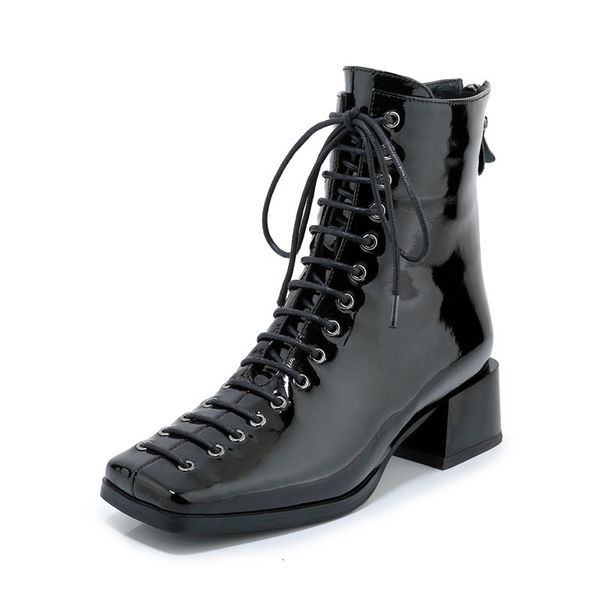 asumer of leather for women square toe cross tied heel shoes woman autumn winter boots, Black
asumer of leather for women square toe cross tied heel shoes woman autumn winter boots, Black