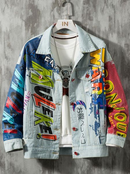 women's jackets hip hop fashion printed jeans jacket men cotton casual streetwear short style denim coat for spring, Black;brown
women's jackets hip hop fashion printed jeans jacket men cotton casual streetwear short style denim coat for spring, Black;brown