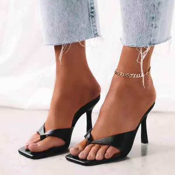summer clip toe slippers high heel lady's slip on sandals shoes flip flops slides casual, Black
summer clip toe slippers high heel lady's slip on sandals shoes flip flops slides casual, Black