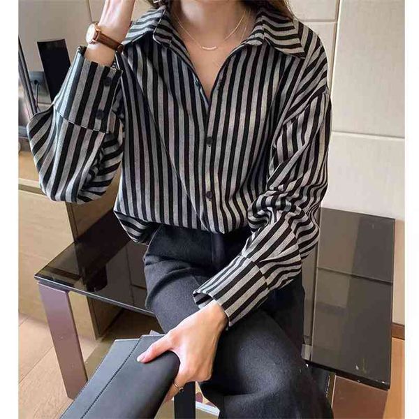 spring autumn korea fashion women long sleeve loose striped shirts all-matched casual turn-down collar blouse plus size s299 210512, White
spring autumn korea fashion women long sleeve loose striped shirts all-matched casual turn-down collar blouse plus size s299 210512, White