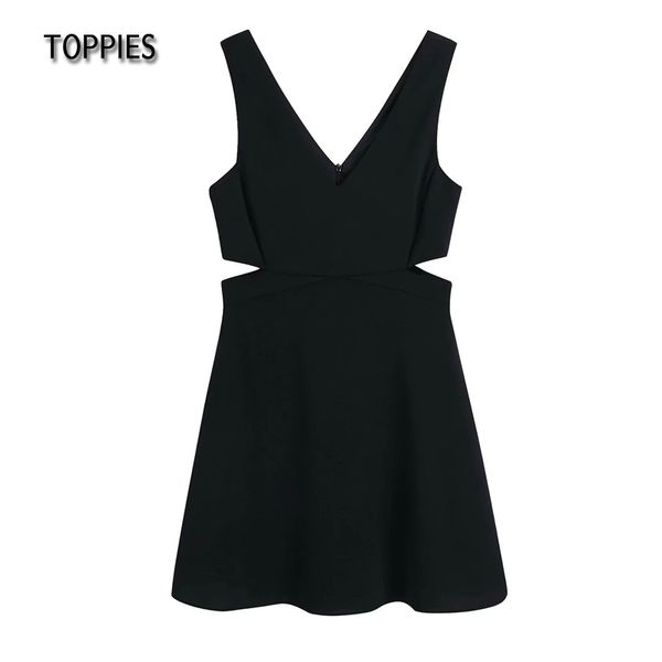 ies women hollow out waist black dress v neck sleeveless dresses vestidos 210412, Black;gray
ies women hollow out waist black dress v neck sleeveless dresses vestidos 210412, Black;gray