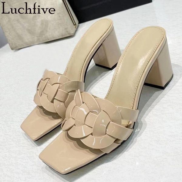 slippers braid genuine leather women chunky heels shoes woman open toe summer slides slip on apricot party, Black
slippers braid genuine leather women chunky heels shoes woman open toe summer slides slip on apricot party, Black