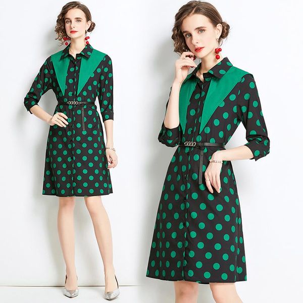 casual dresses simgent green dot print blouse dress women turn down collar three quarter sleeve knee length shirt with belt sg110092, Black;gray
casual dresses simgent green dot print blouse dress women turn down collar three quarter sleeve knee length shirt with belt sg110092, Black;gray
