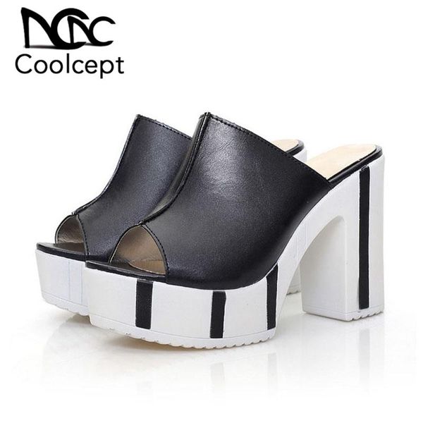 coolcept women leisure high heel sandals open toe platform patchwork thick slippers summer vacation shoes size 34-39, Black
coolcept women leisure high heel sandals open toe platform patchwork thick slippers summer vacation shoes size 34-39, Black