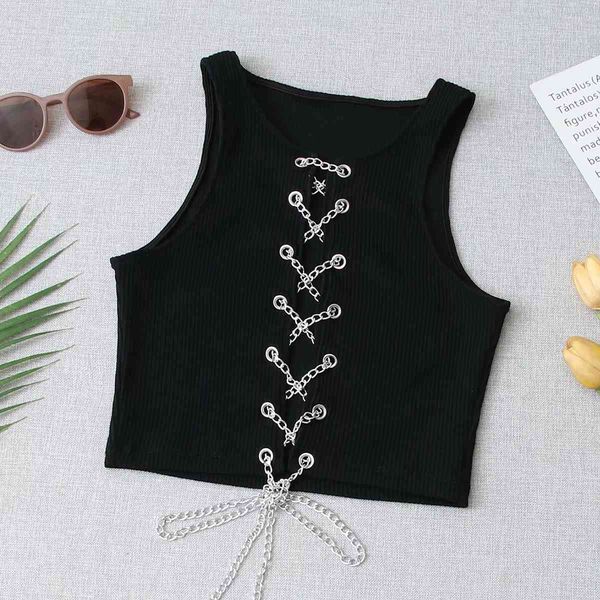 summer women metal chain crossover lace up tank chic lady woman clothes 210517, White
summer women metal chain crossover lace up tank chic lady woman clothes 210517, White