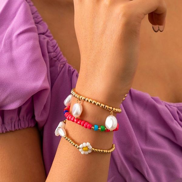 beaded, strands aomu 2021 design bohemian colorful bead irregular imitation pearl metal bracelet for women fashion set jewelry, Black
beaded, strands aomu 2021 design bohemian colorful bead irregular imitation pearl metal bracelet for women fashion set jewelry, Black
