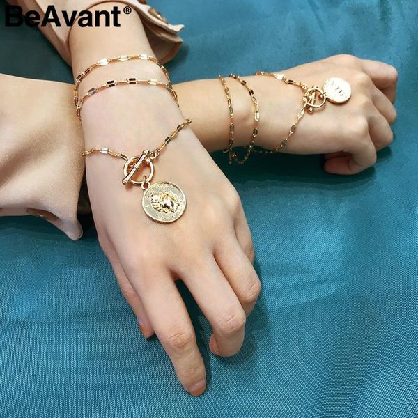 link, chain beavant golden link charm bracelet bangles statement round coin women accessories trendy fine jewelry party jewellery, Black
link, chain beavant golden link charm bracelet bangles statement round coin women accessories trendy fine jewelry party jewellery, Black