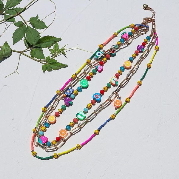 chains lifefontier bohemia multi-layer fruit polymer clay necklaces for women colorful beads metal chain choker necklace jewelry 2021, Silver
chains lifefontier bohemia multi-layer fruit polymer clay necklaces for women colorful beads metal chain choker necklace jewelry 2021, Silver