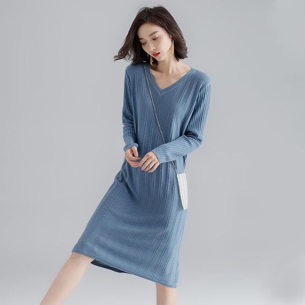 casual dresses long knit 2021 women autumn winter v-neck sleeve lady solid knitted pullover loose sweater dress, Black;gray
casual dresses long knit 2021 women autumn winter v-neck sleeve lady solid knitted pullover loose sweater dress, Black;gray