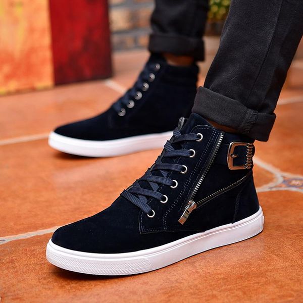 boots winter men casual shoes high-heeled korean fashion young joker student, Black