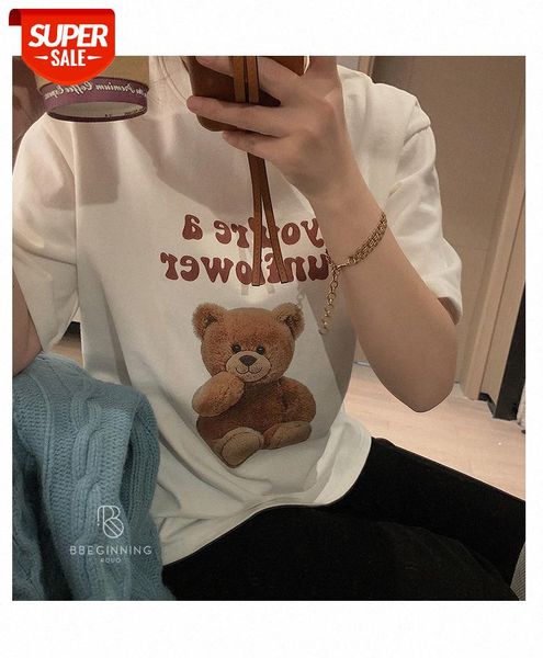 new korean version of the letter printing bear short-sleeved t-shirt women's white loose round neck inner bottoming shirt #7u4w 
new korean version of the letter printing bear short-sleeved t-shirt women's white loose round neck inner bottoming shirt #7u4w