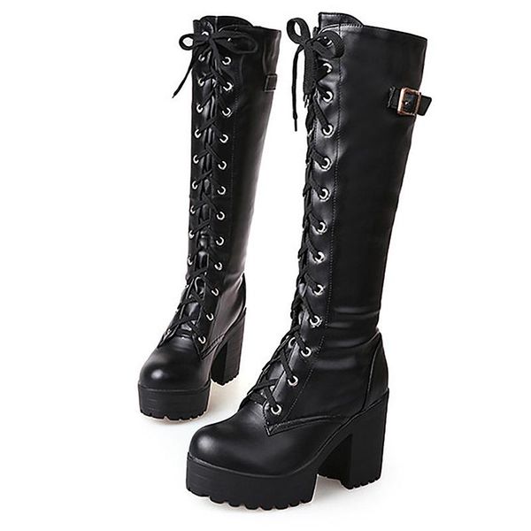 boots spring autumn knee high women fashion white black square heel pu leather shoes lace up knight plus size
boots spring autumn knee high women fashion white black square heel pu leather shoes lace up knight plus size