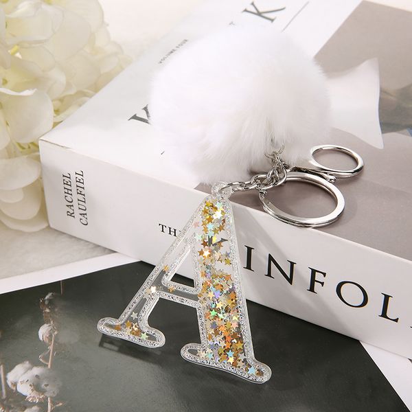 Women Keychains 26 Glitter Gold Hollowed-Out Words Handbag English Letter Keyring with Puffer Ball Charms
Women Keychains 26 Glitter Gold Hollowed-Out Words Handbag English Letter Keyring with Puffer Ball Charms