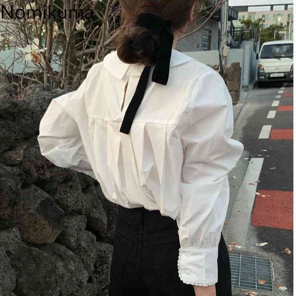 nomikuma women blouse korean pleated back hollow-out shirt causal sweet peter pan collar puff long sleeve blusas feminimo 6g513 210427, White
nomikuma women blouse korean pleated back hollow-out shirt causal sweet peter pan collar puff long sleeve blusas feminimo 6g513 210427, White