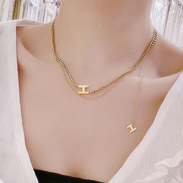 chains titanium steel multilayer letter h pendant necklace fashion tassel collarbone neck chain individuality, Silver
chains titanium steel multilayer letter h pendant necklace fashion tassel collarbone neck chain individuality, Silver