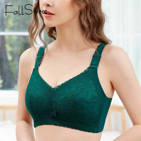 fallsweet wireless bras for women thin cup lingeire plus size lace underwear minimizer brassiere b c d e cup 210728, Red;black
fallsweet wireless bras for women thin cup lingeire plus size lace underwear minimizer brassiere b c d e cup 210728, Red;black