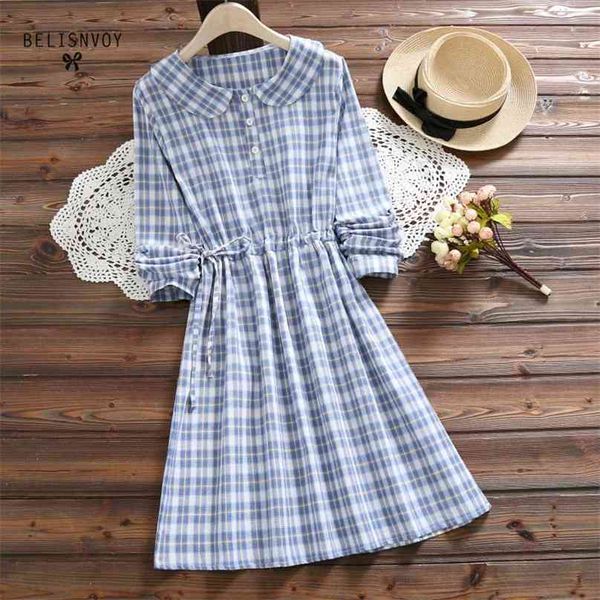 mori girl dress spring autumn women long sleeve blue plaid cotton linen dresses peter pan collar vintage vestidos verano 210520, Black;gray
mori girl dress spring autumn women long sleeve blue plaid cotton linen dresses peter pan collar vintage vestidos verano 210520, Black;gray