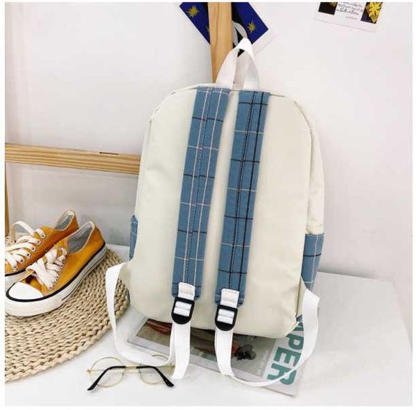 backpack 1 piece harajuku brief patchwork grid schoolbag travel canvas double shoulder bag mochila with metal carrot label
backpack 1 piece harajuku brief patchwork grid schoolbag travel canvas double shoulder bag mochila with metal carrot label