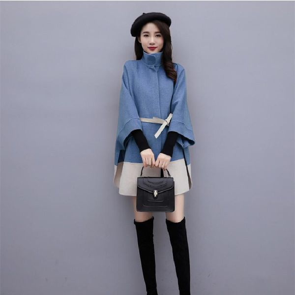 women's wool & blends 2021 plus size women cloak color-block bat sleeve coat autumn jacket korean winter casual woolen overcoat femme, Black
women's wool & blends 2021 plus size women cloak color-block bat sleeve coat autumn jacket korean winter casual woolen overcoat femme, Black