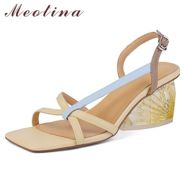 sandals meotina genuine leather women shoes square toe transparent wedges ladies buckle strap summer footwear yellow, Black
sandals meotina genuine leather women shoes square toe transparent wedges ladies buckle strap summer footwear yellow, Black